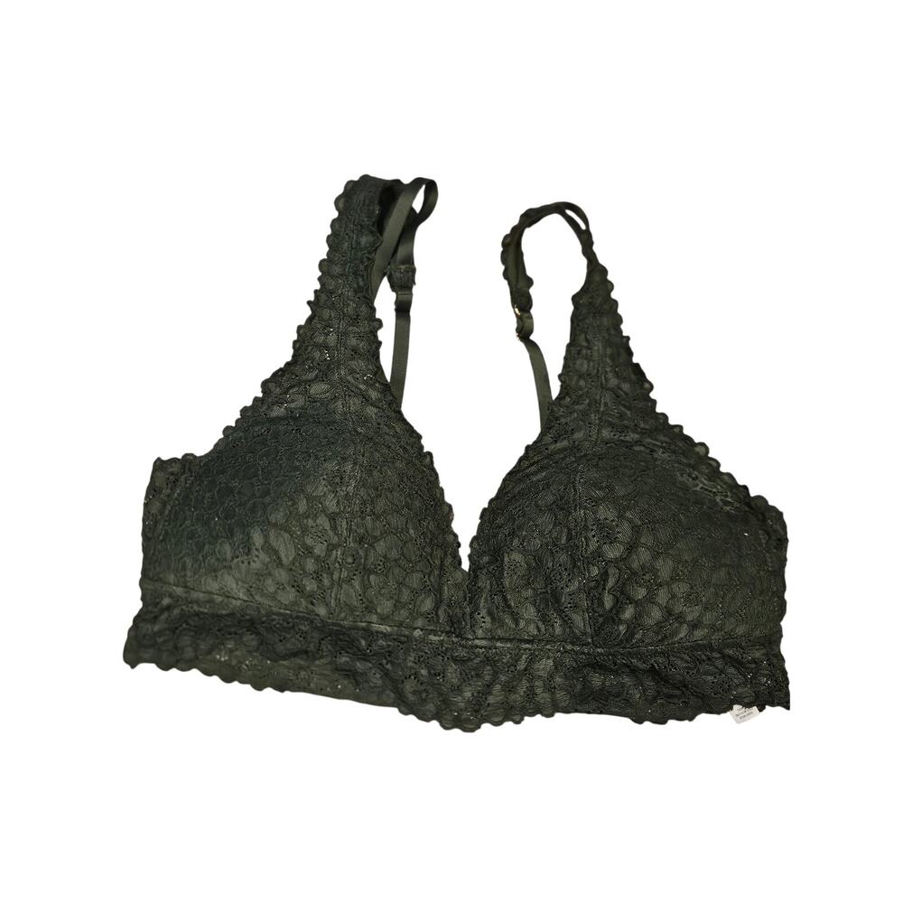 Aerie padded lace triangle bralette bra womens large army green pullover